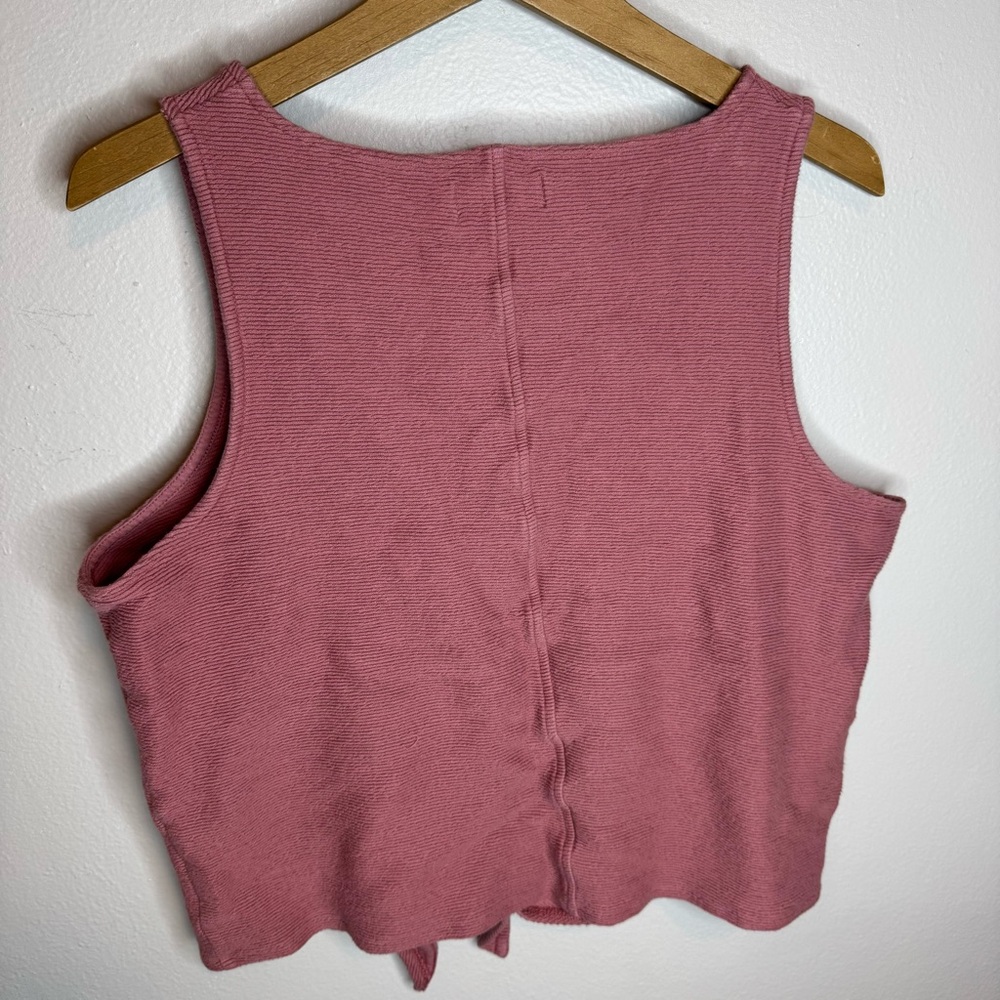 Madewell Texture & Thread Button-Front Tie Tank Top In Blush Pink - Picture 8 of 10